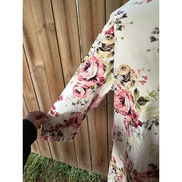 VAMP Romantic Floral ASYMMETRICAL HI LO Button Down Shirt TUNIC XL - Picture 3 of 8